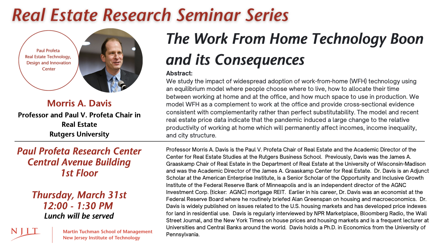 Real Estate Research Seminar Series Martin Tuchman School of Management